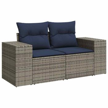 8-teiliges Gartensofa-Set mit Kissen, grau, Polyrattan