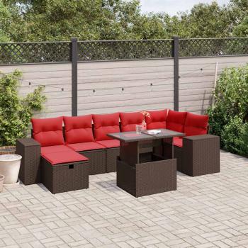 ARDEBO.de - 8-teiliges Gartensofa-Set mit Kissen, braun, Polyrattan