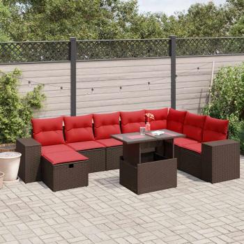 ARDEBO.de - 9-teiliges Gartensofa-Set mit Kissen, braun, Polyrattan