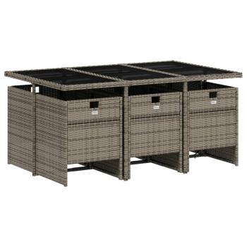 7-teiliges Garten-Ess-Set mit Kissen, grau, Polyrattan