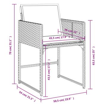 17-teiliges Garten-Ess-Set mit Kissen, grau, Polyrattan