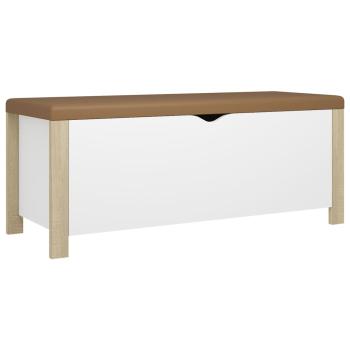 Aufbewahrungsbox mit Kissen Weiß & Sonoma Eiche 105x40x45 cm