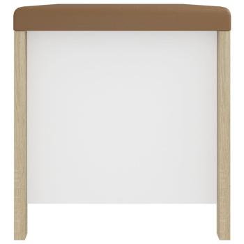 Aufbewahrungsbox mit Kissen Weiß & Sonoma Eiche 105x40x45 cm