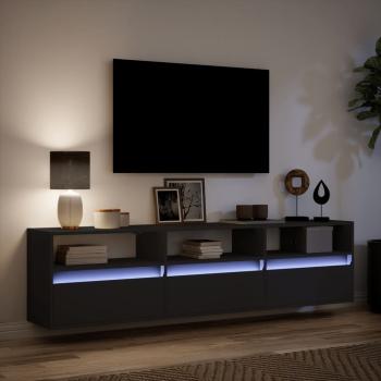 ARDEBO.de - TV-Wandschrank mit LED Schwarz 180x31x45 cm