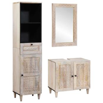 ARDEBO.de - Badezimmermöbel Set mit Schubladen 3 pcs Weiß 38 x 33 x 160 cm