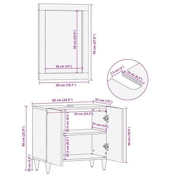Badezimmermöbel Set Wandmontiert 2 pcs Grau 62 x 33 x 58 cm