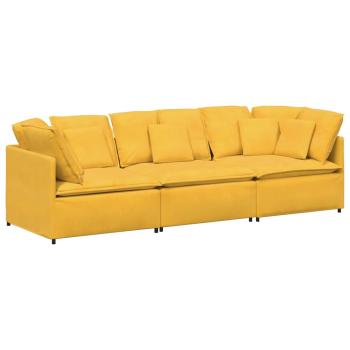 Modulares Sofa mit Kissen Cordstoff Hellgelb