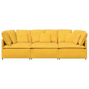 Modulares Sofa mit Kissen Cordstoff Hellgelb