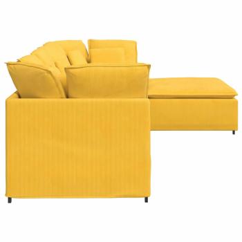 Modulares Sofa mit Fußhocker Kissen Cordstoff Hellgelb