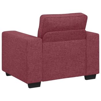 3-teiliges Sofa-Set mit Kissen, weinroter Stoff