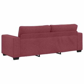 3-teiliges Sofa-Set mit Kissen, weinroter Stoff