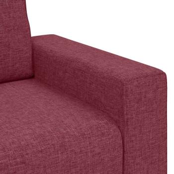 3-teiliges Sofa-Set mit Kissen, weinroter Stoff