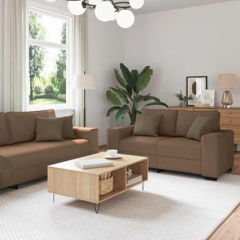 ARDEBO.de - 3-teiliges Sofa-Set mit Kissen, brauner Stoff
