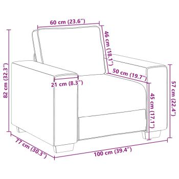 3-teiliges Sofa-Set mit Kissen, brauner Stoff