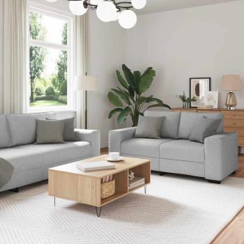ARDEBO.de - 3-teiliges Sofa-Set mit Kissen, wolkengrauer Stoff