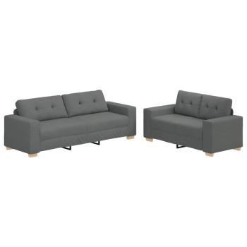 ARDEBO.de - 2-teiliges Sofa-Set mit Kissen, dunkelgrauer Stoff