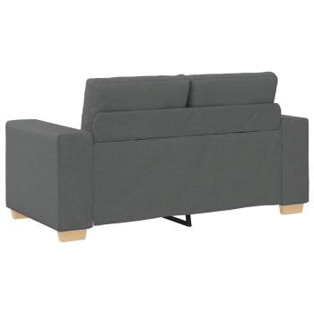 2-teiliges Sofa-Set mit Kissen, dunkelgrauer Stoff