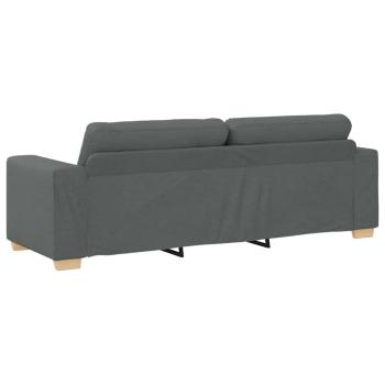 2-teiliges Sofa-Set mit Kissen, dunkelgrauer Stoff