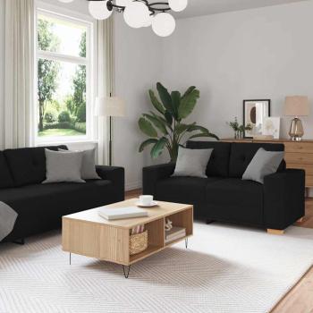 ARDEBO.de - 2-teiliges Sofa-Set mit Kissen, schwarzer Stoff
