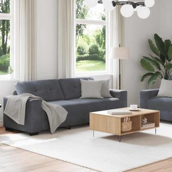2-teiliges Sofa-Set mit Kissen, dunkelgrauer Samt