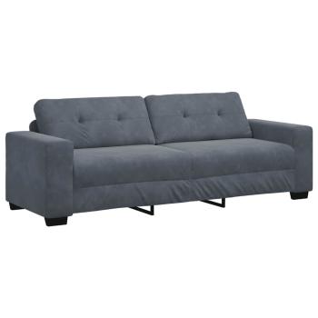2-teiliges Sofa-Set mit Kissen, dunkelgrauer Samt