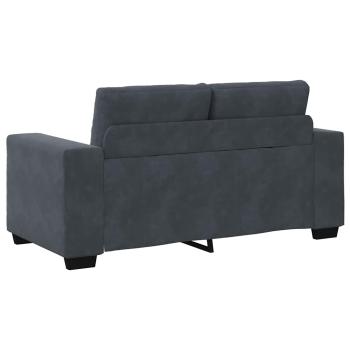 2-teiliges Sofa-Set mit Kissen, dunkelgrauer Samt
