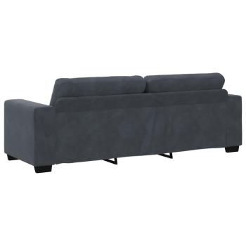 2-teiliges Sofa-Set mit Kissen, dunkelgrauer Samt