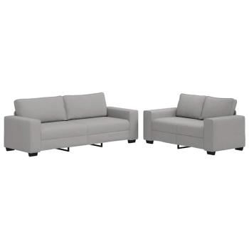 2-teiliges Sofa-Set mit Kissen, wolkengrauer Stoff