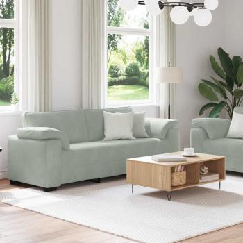 ARDEBO.de - 2-teiliges Sofa-Set mit Kissen, hellgrauer Samt