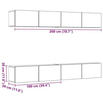 4-teiliges TV-Wandschrank-Set Altholz 100x30x30 cm