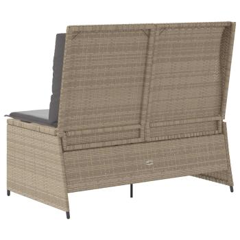 Gartenbank mit Kissen Beige Poly Rattan