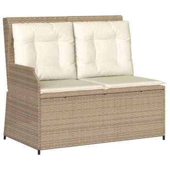 Gartenbank mit Kissen Beige Poly Rattan