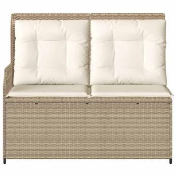 Gartenbank mit Kissen Beige Poly Rattan