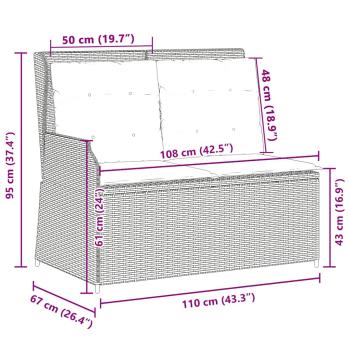 Gartenbank mit Kissen Beige Poly Rattan