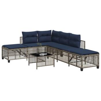 ARDEBO.de - 3-teiliges Ecksofa-Set für den Garten mit Kissen, grau, Polyrattan