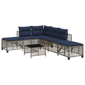 3-teiliges Ecksofa-Set für den Garten mit Kissen, grau, Polyrattan