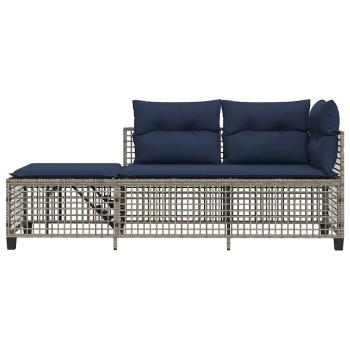 3-teiliges Ecksofa-Set für den Garten mit Kissen, grau, Polyrattan