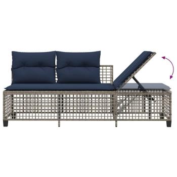 3-teiliges Ecksofa-Set für den Garten mit Kissen, grau, Polyrattan