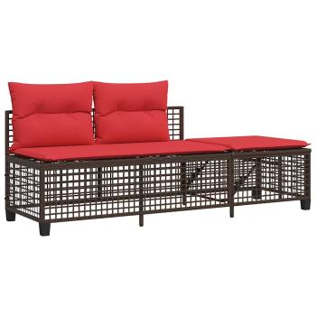 3-teiliges Ecksofa-Set für den Garten mit Kissen, braun, Polyrattan