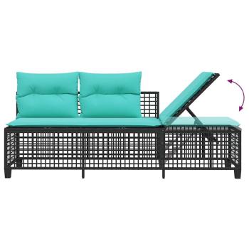 ARDEBO.de - 3-teiliges Ecksofa-Set für den Garten mit Kissen, schwarzes Polyrattan