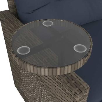 3-teiliges Gartensofa-Set mit Kissen, grau, Polyrattan
