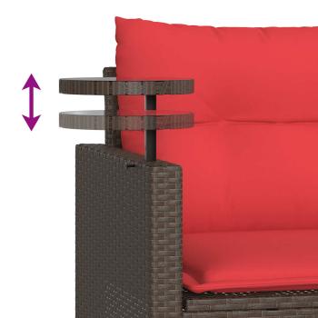 3-teiliges Gartensofa-Set mit Kissen, braun, Polyrattan