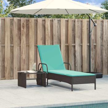 Sonnenliege mit Rollen und Kissen Schwarz Poly Rattan