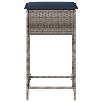 Garten-Barhocker mit Kissen 2 Stk. Grau Poly Rattan
