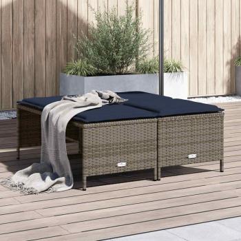 ARDEBO.de - Gartenhocker mit Kissen 4 Stk. Grau Poly Rattan