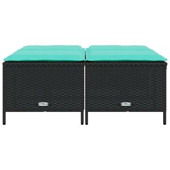 Gartenhocker mit Kissen 4 Stk. Schwarz Poly Rattan