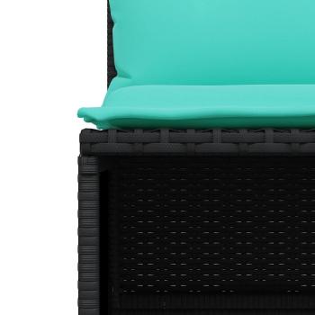 4-teiliges Gartensofa-Set mit Kissen, schwarzes Polyrattan