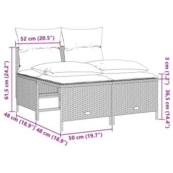 4-teiliges Gartensofa-Set mit Kissen, schwarzes Polyrattan