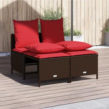 ARDEBO.de - 4-teiliges Gartensofa-Set mit Kissen, braun, Polyrattan