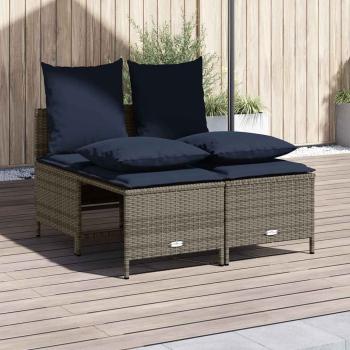 ARDEBO.de - 4-teiliges Gartensofa-Set mit Kissen, grau, Polyrattan